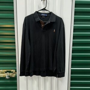 Polo by Ralph Lauren Black Long Sleeve Shirt with Brown Accents